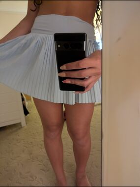 Hollister Pale Blue Pleated Skater Mini Skirt